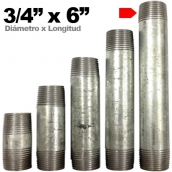 Niple Galvanizado de 3/4 x 6 Pulgadas