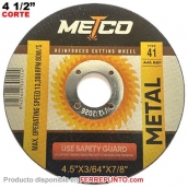 Disco de Corte Ultrafino para Metal 4 1/2 Pulgadas Metco