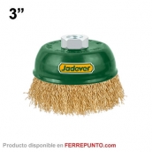 Cepillo de copa de alambre rizado con tuerca de 3 pulgadas x 5/8 para esmeril Jadever